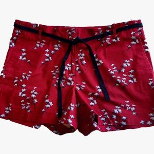 LOFT RED WITH BLUE FLOWER PRINT SHORT SIZE 12  NWT